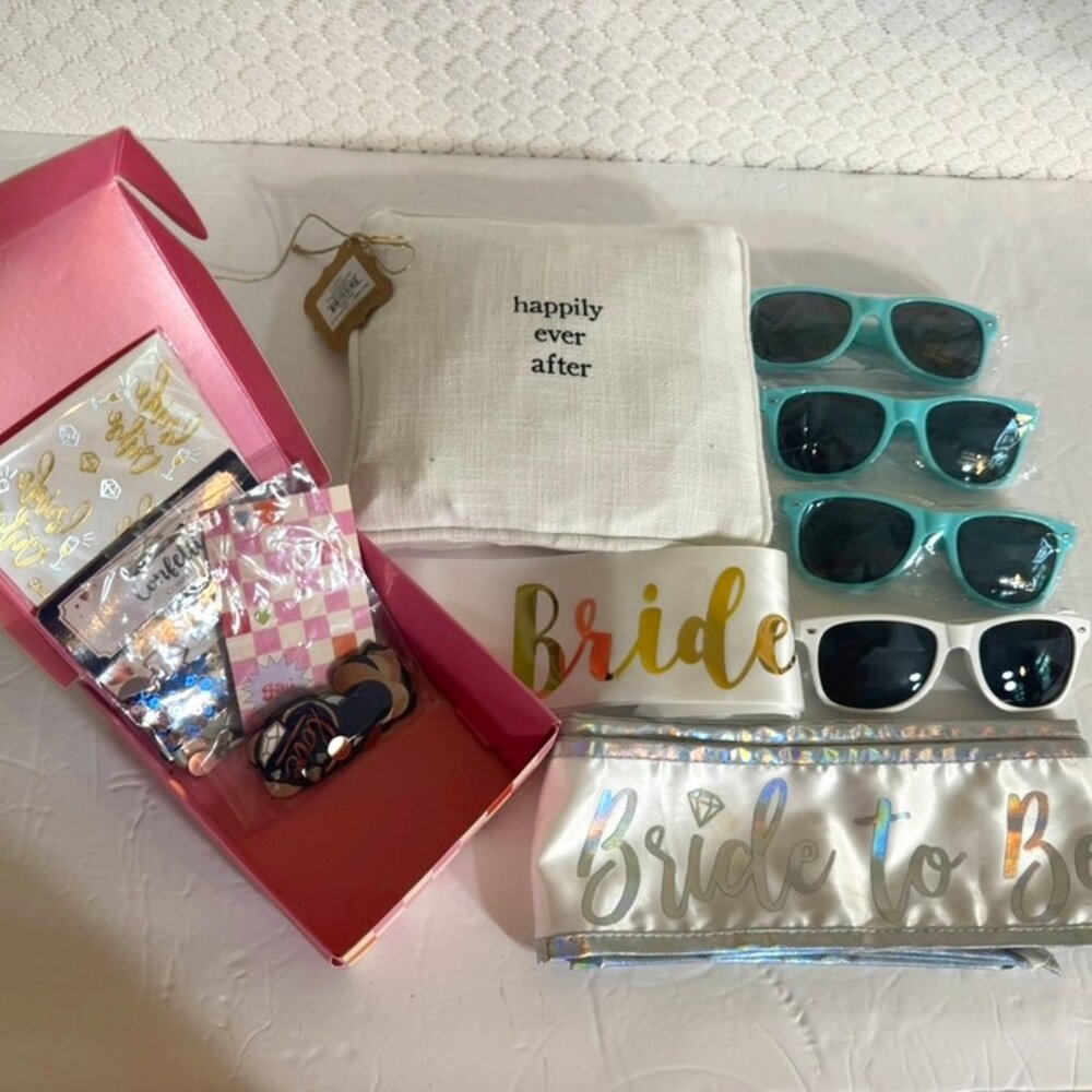 NWT Wedding & Bridal Bachelorette Set -Sunglasses, Sashes, Confetti and More